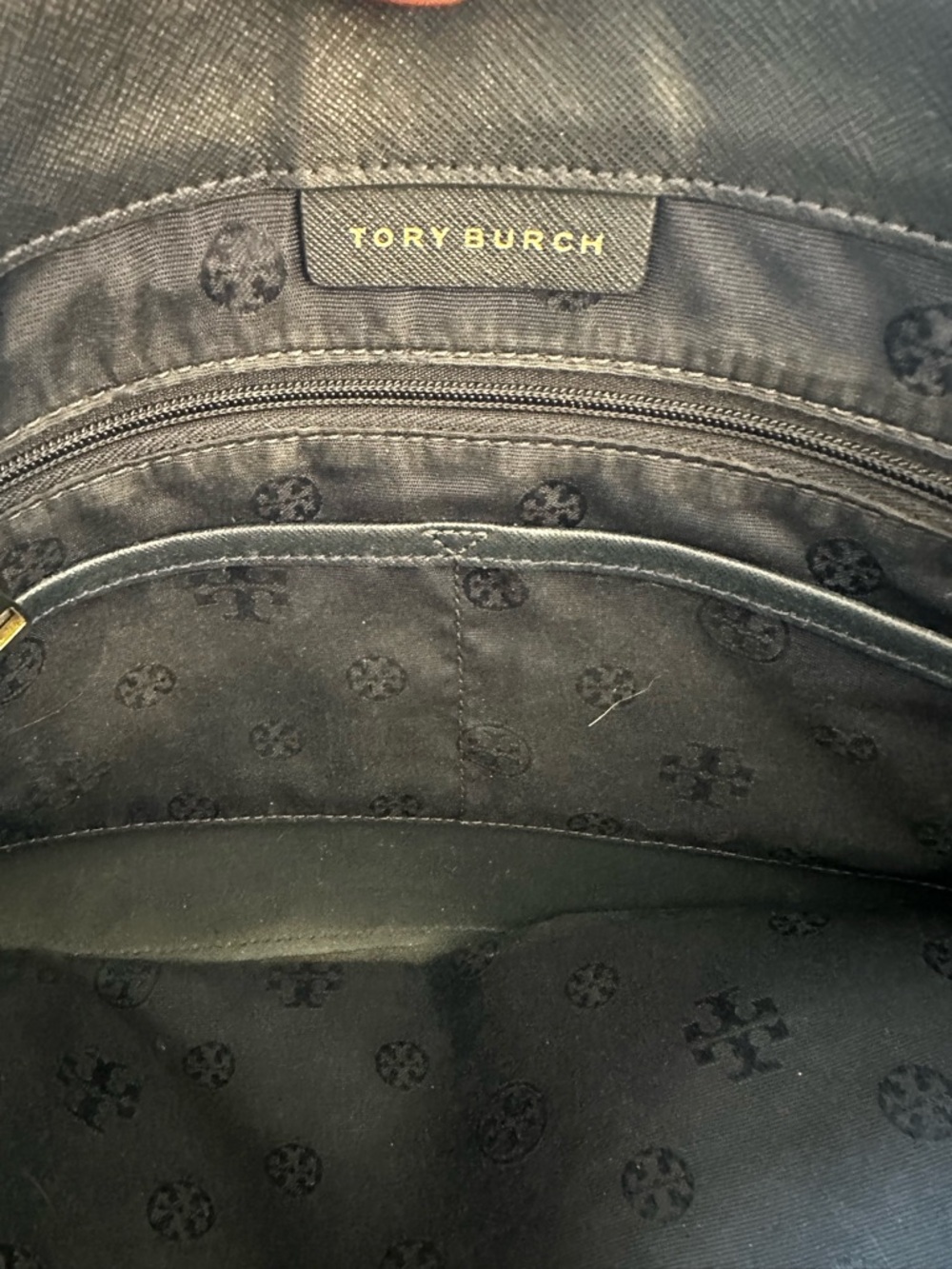 Tory Burch York Buckle Navy Blue Leather Tote Bag - Picture 5 of 10
